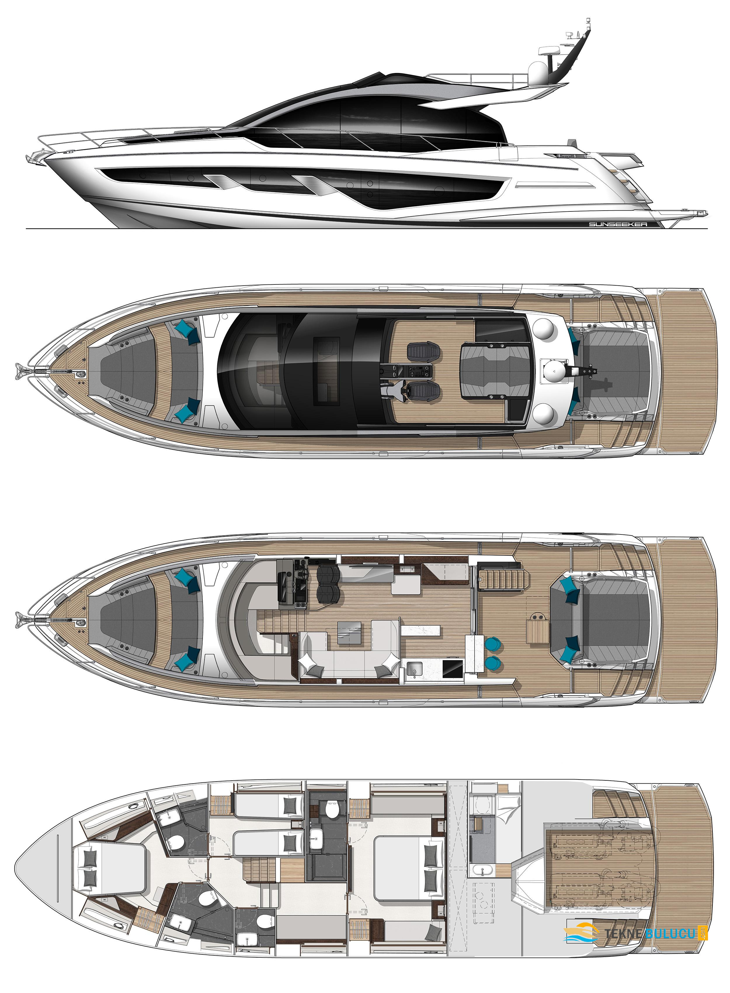 Sunseeker 65 Sport Yacht 2025 Model iç mekan 2